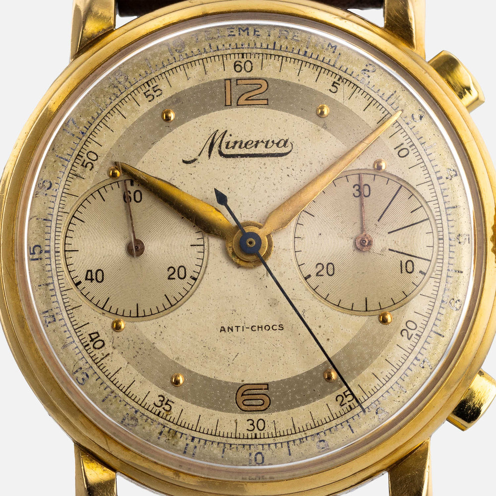 Minerva 18k gold Chronograph 15014-18 5