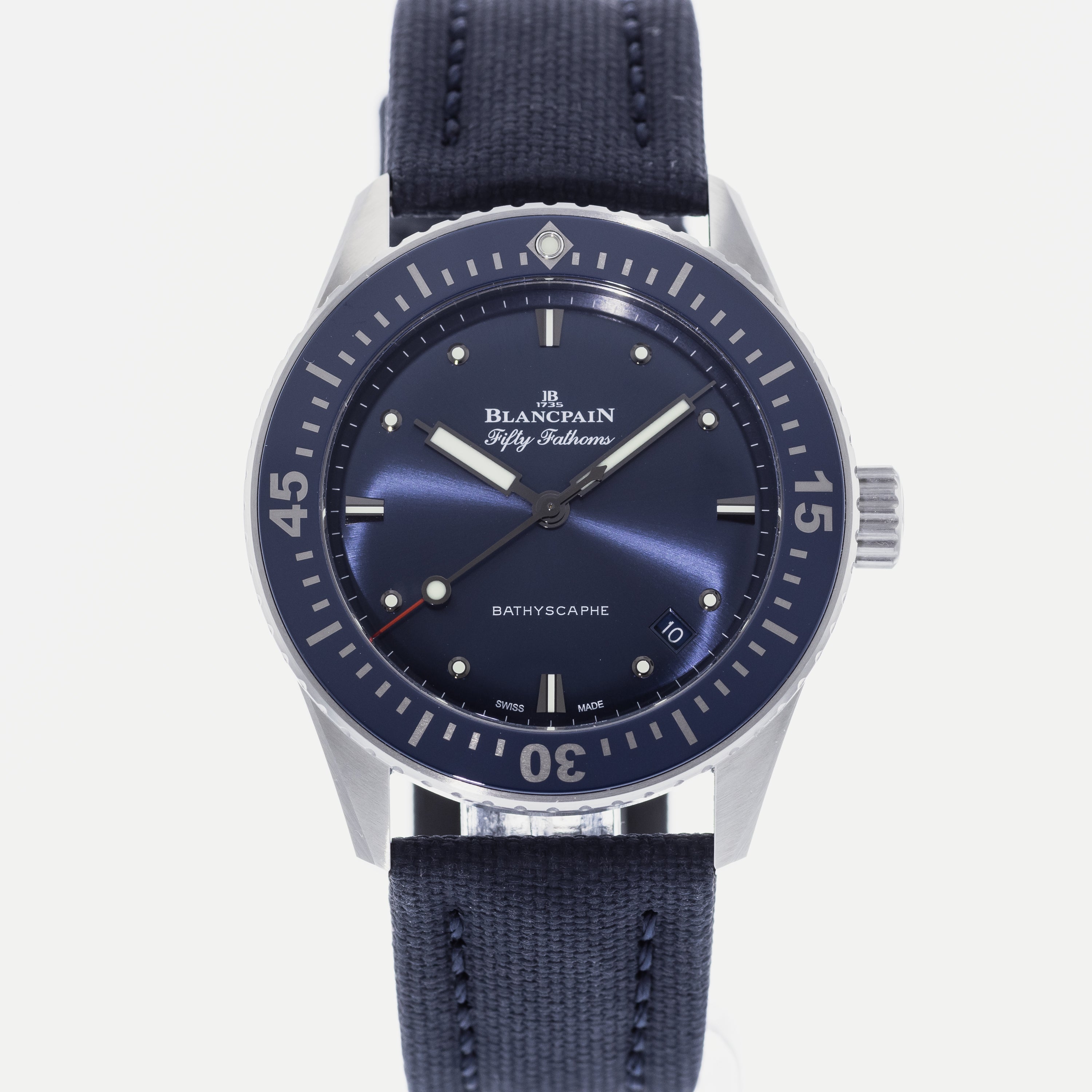 Authentic Used Blancpain Fifty Fathoms Bathyscaphe 38mm Blue Dial