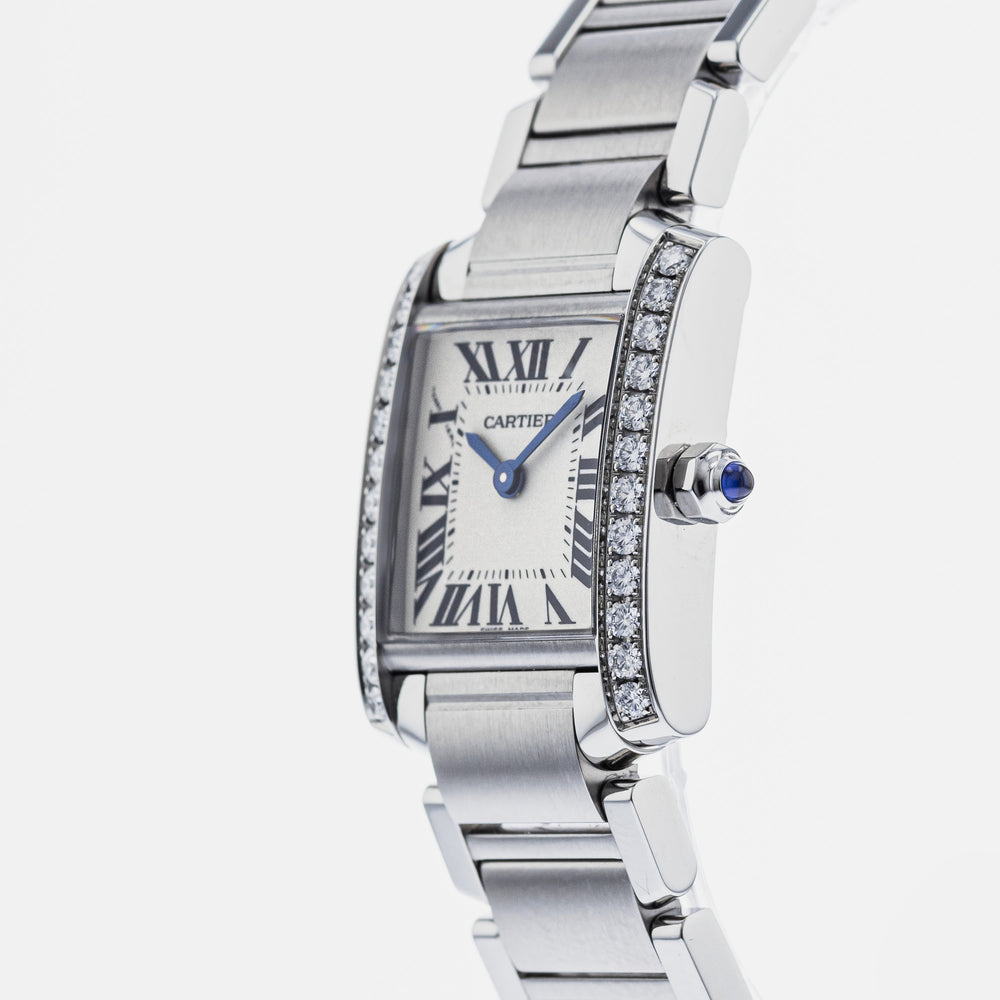 Cartier Tank Francaise Small Model Stainless Steel & Diamonds Ladies Watch, W4TA0008
