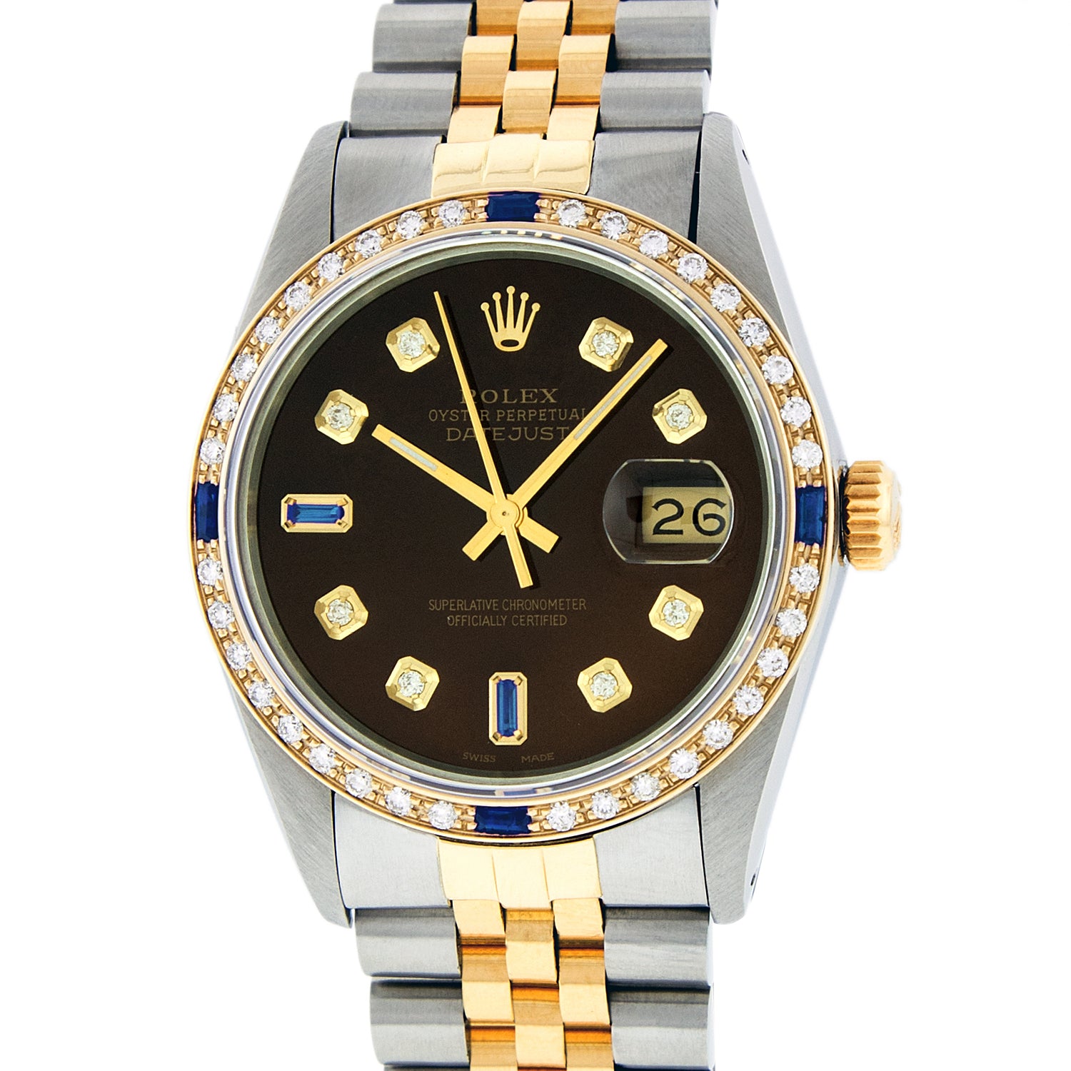 Genuine Rolex Datejust 36mm 16013 Automatic Watch, Steel & Yellow Gold, Silver Dial, 2-Year Warranty, Pre-owned