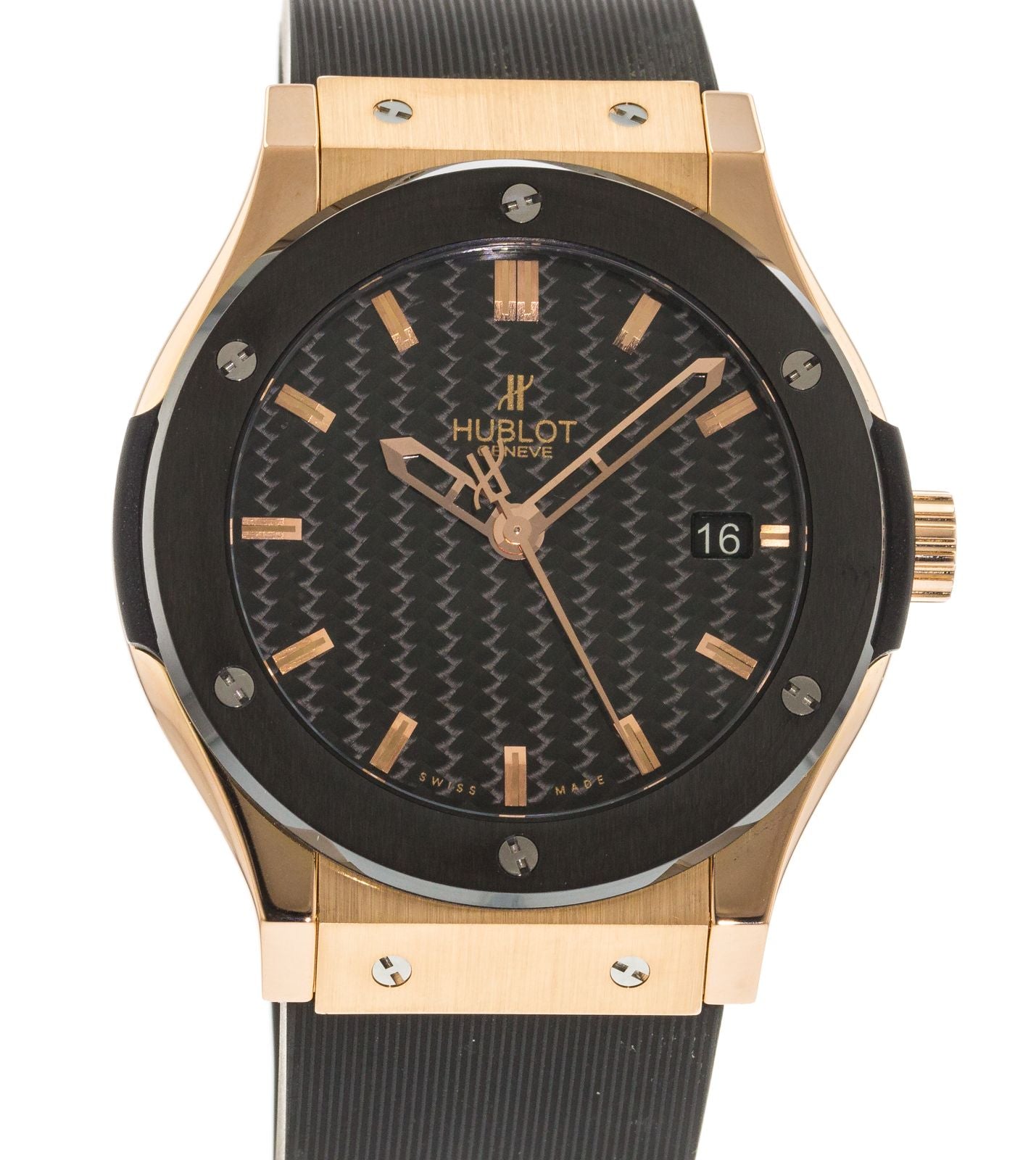 Hublot Classic Fusion Chronograph 18k Rose Gold Bezel Ceramic 45mm